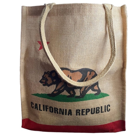 California Republic Jute Tote Bag SF Notes - Picture 2 of 4